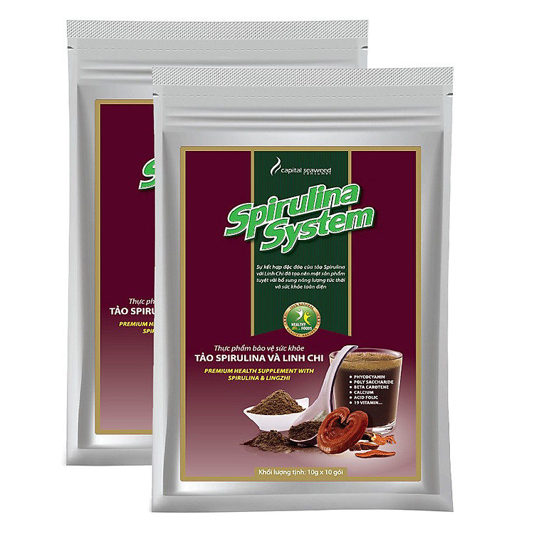 Combo 2 Thực Phẩm Chức Năng Bảo Vệ Sức Khỏe Linh Chi Spirulina System - SCN_4 (Gói 100g)