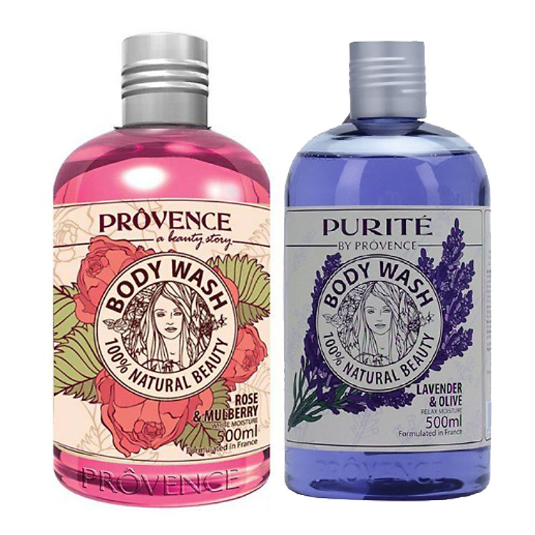 Combo Sữa Tắm Purite By Provence Rose (500 ml) Và Sữa Tắm Purite By Provence Lavender (500 ml)