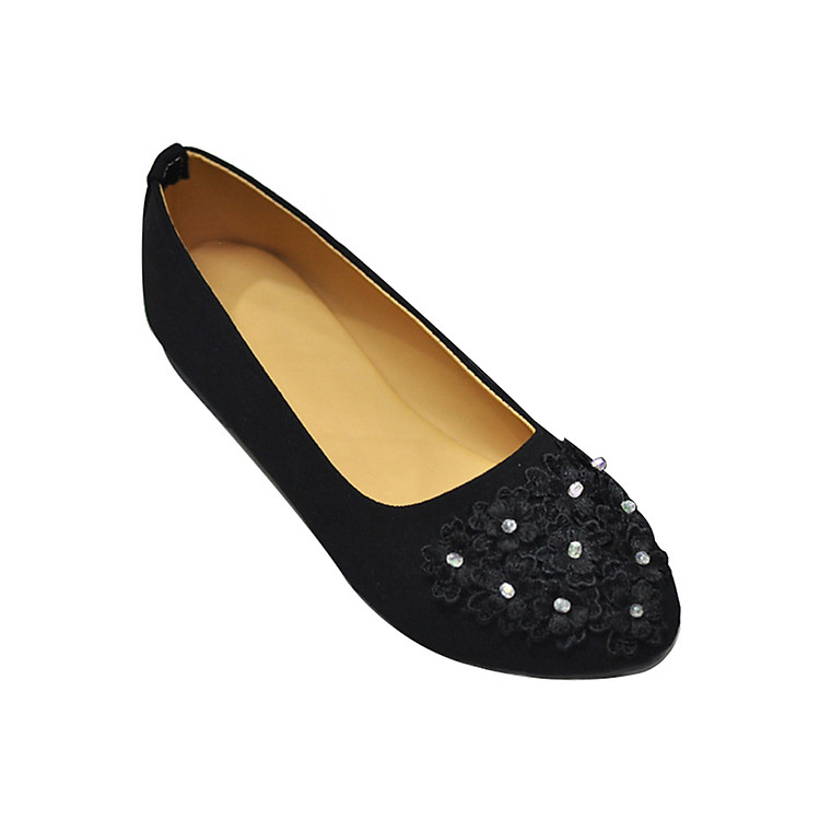 Giày Búp Bê Đính Hoa Me Girl 92280 - Đen