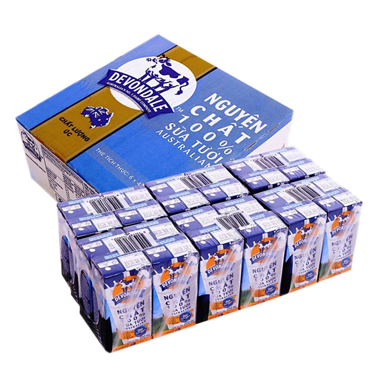 Thùng 6 Lốc Sữa Tươi Nguyên Kem Devondale Fullcream Devondale (200ml/Hộp)