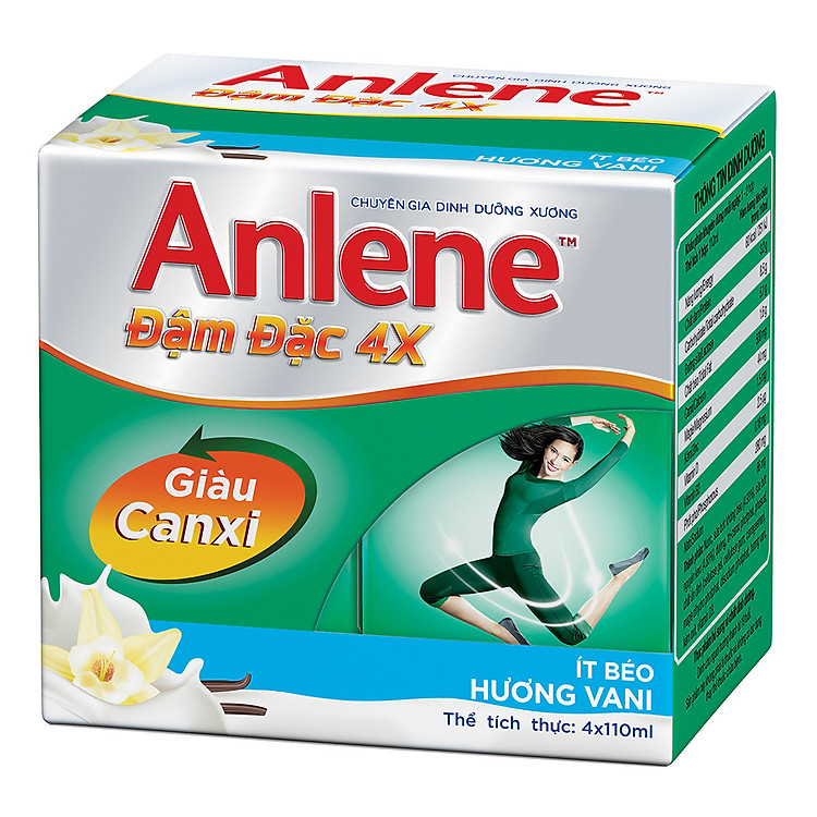 Hộp 4 Hộp Sữa Nước Anlene Đậm Đặc 4X Hương Vanilla (4 x 110ml)