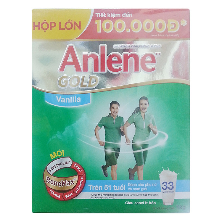 Sữa Bột Anlene Gold Bonemax - Dành Cho Người Trên 51 Tuổi (Hương Vanilla, Hộp Giấy 1kg)