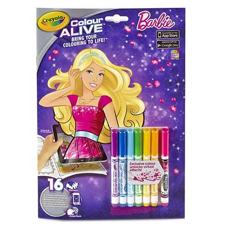 BM - Bộ Tô Màu Thần Kỳ Barbie Crayola 951049E001 (Tập Tô Màu 16 Trang + 7 Bút Lông)