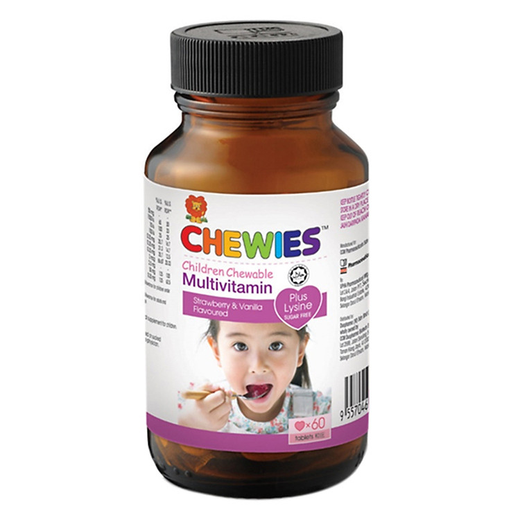 Thực Phẩm Chức Năng Viên Nhai Giúp Trẻ Ăn Ngon Chewies Children Chewable Multivitamin Plus Lysine (60 Viên)