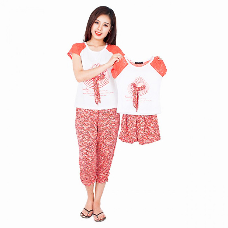 Combo Đồ Mẹ Bé In Nón CIRINO CB_DOINNON_CAM - Cam (Freesize)