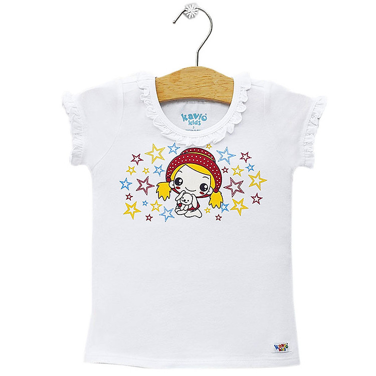 Áo Thun Tay Ngắn Bé Gái In Hình Cô Bé Kavio Kids GS558-N1 - Trắng
