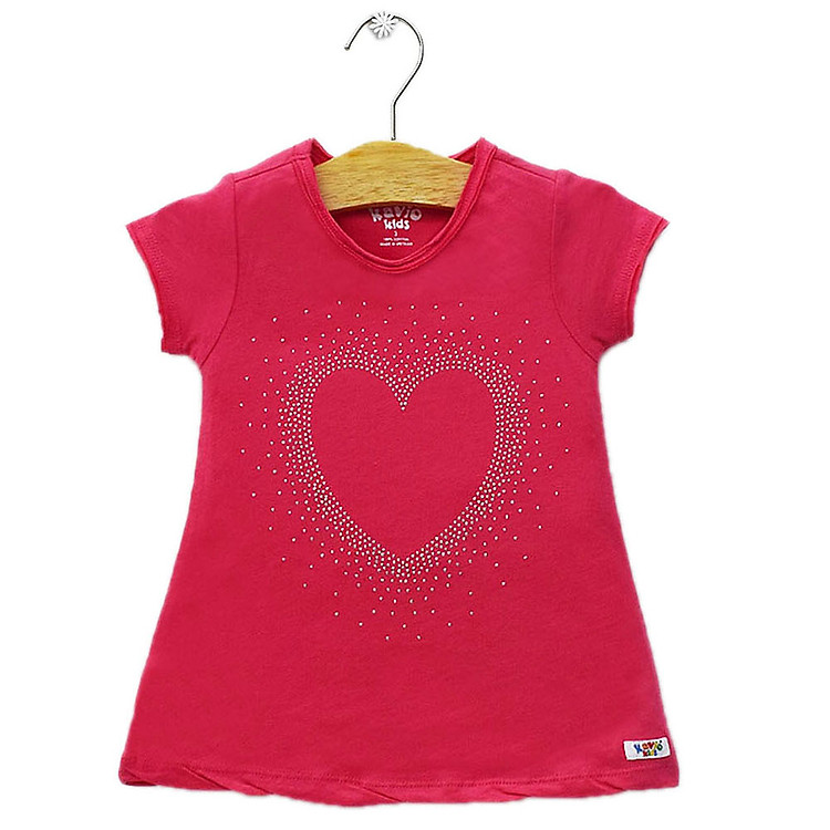 Áo Thun Bé Gái In Hình Tim Kavio Kids GS524-N1 - Hồng Đậm