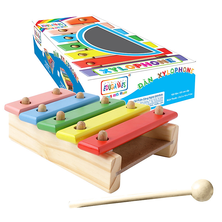 Đồ Chơi Gỗ Edugames Đàn Xylophon 5 Thanh Có Hộp GA647