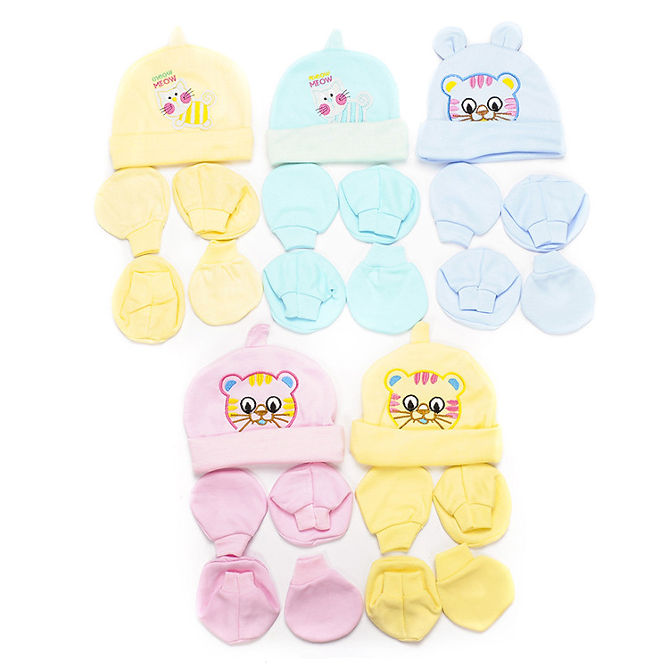 Combo 5 Nón Kèm Bao Tay Chân Thêu A0016