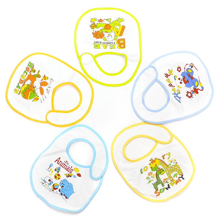 Combo 5 Yếm Dán Một Bên 100% Cotton Nanio A0065