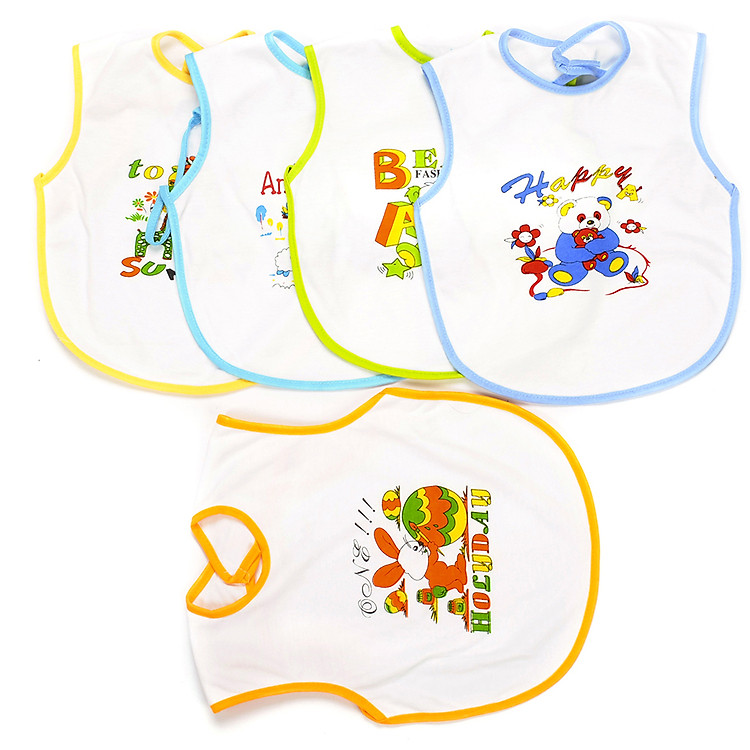 Combo 5 Yếm Xỏ Dán Lớn 100% Cotton Nanio A0068