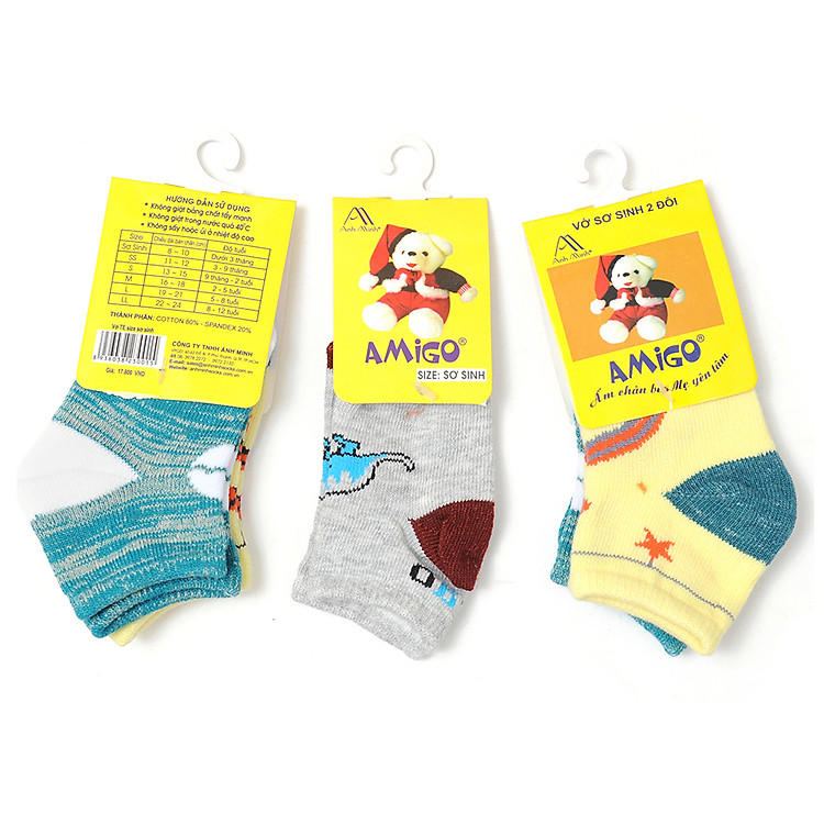 Combo 5 Đôi Vớ Sơ Sinh Amigo Nanio A0115
