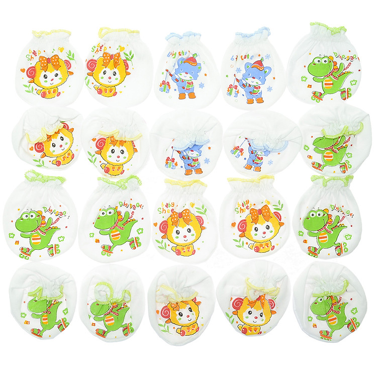 Combo 5 Bao Tay Chân Cotton Trắng In Nanio A0168