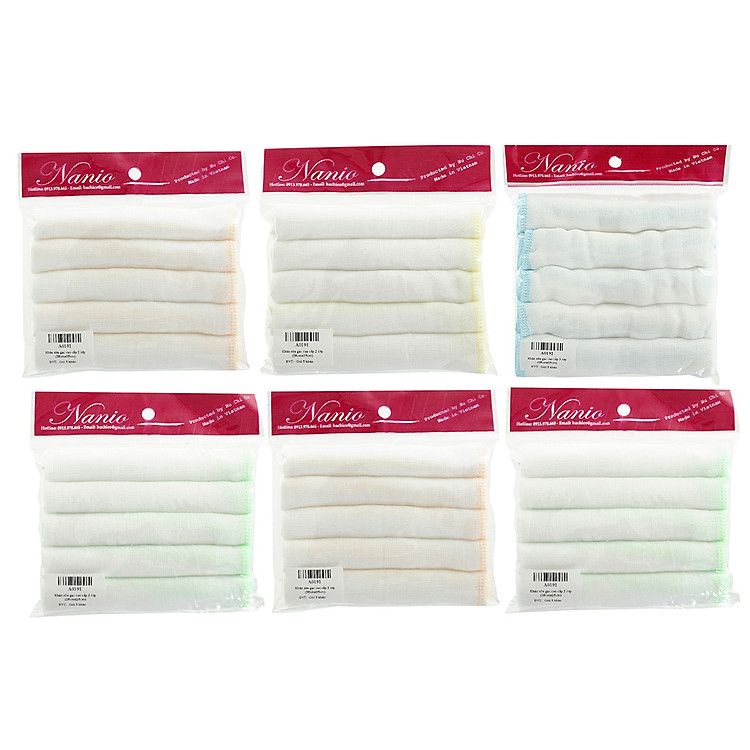 Combo 4 Gói Khăn Sữa Gạc Cao Cấp 2 Lớp Nanio A0191 (25 x 28cm)