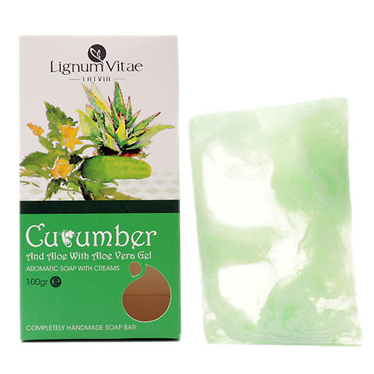 Xà Bông Thiên Nhiên Chiết Xuất Dưa Chuột Và Lô Hội Lignum Vitae Cucumber-Aloe (100g) - 0072-z