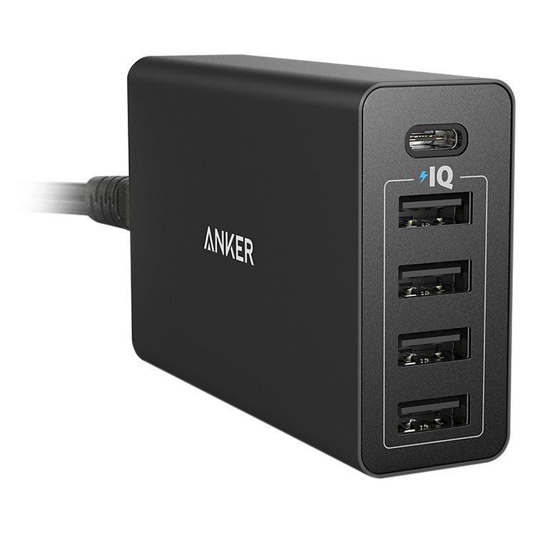Adapter Sạc 5 Cổng Anker PowerPort 40W Tích Hợp Cổng USB Type-C - A2052 - Hàng Chính Hãng