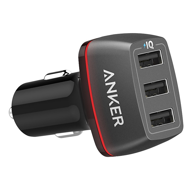 Adapter Sạc Xe Hơi 3 Cổng Anker PowerDrive+ 36W - A2231011 (Đen) - Hàng Chính Hãng