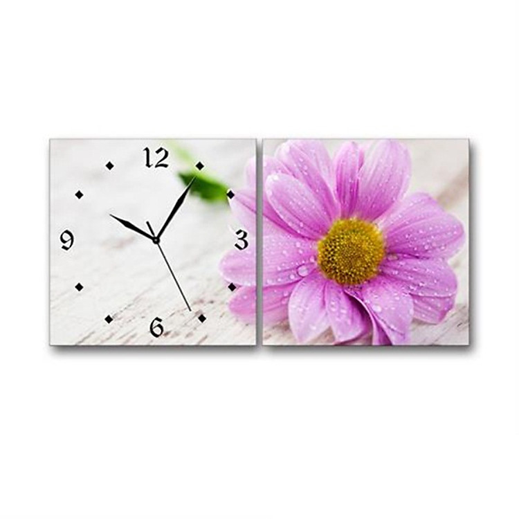 Tranh Đồng Hồ Vicdecor DHT0173 Hoa Tím 2