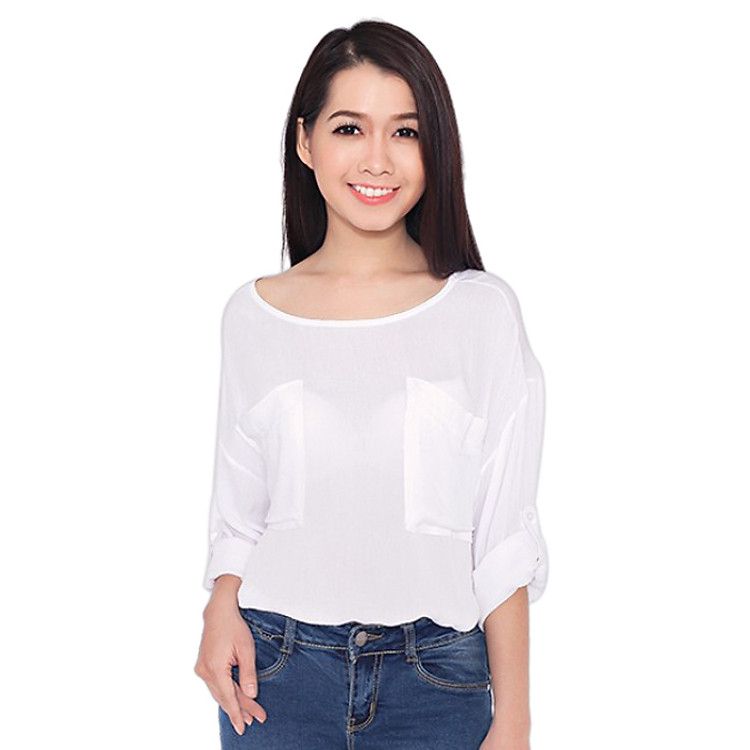 Áo Cổ Thuyền Phối Túi CIRINO A_FRPT_T004FS - Trắng (Freesize)