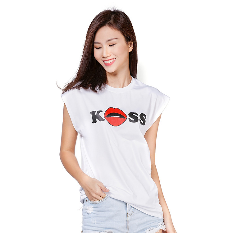 Áo Thun Nữ Sát Nách In Hình Môi CIRINO A_TSNIKISS_T002FS - Trắng (Freesize)