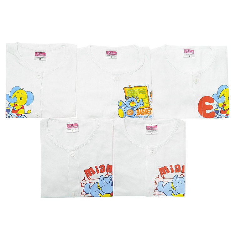 Combo 5 Áo Cài Giữa Tay Dài Trắng Nanio