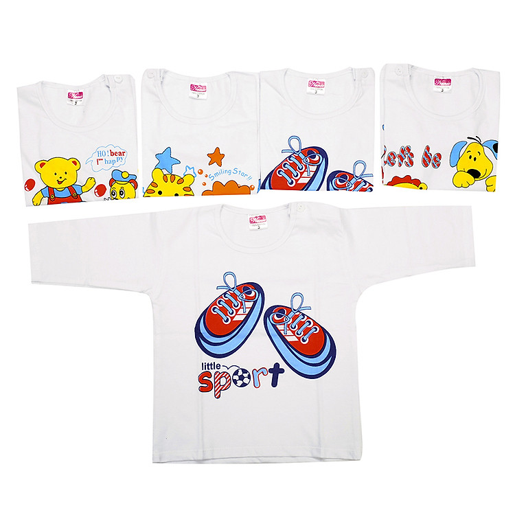 Combo 5 Áo Cài Vai Tay Dài Trắng Nanio