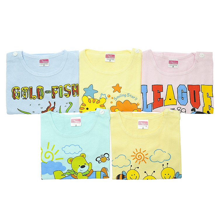 Combo 5 Áo Cài Vai Tay Ngắn Màu Nanio