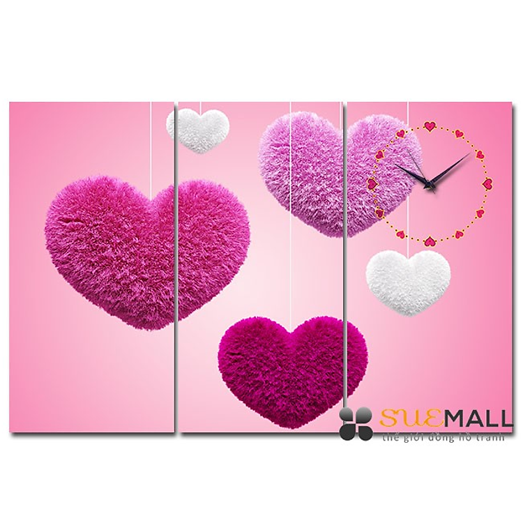 Tranh Ghép Đồng Hồ Suemall 90 x 60cm TY140702 - Những Trái Tim