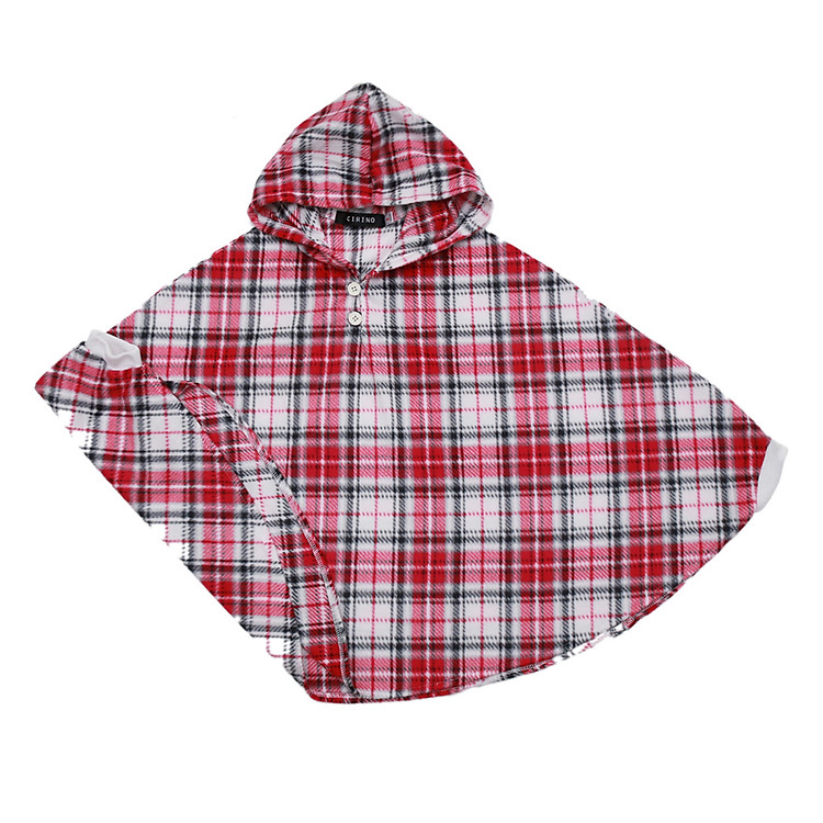 Áo Choàng Có Tay Cho Bé Cirino AO_CHOANG_DOCARO Sọc Caro – Đỏ