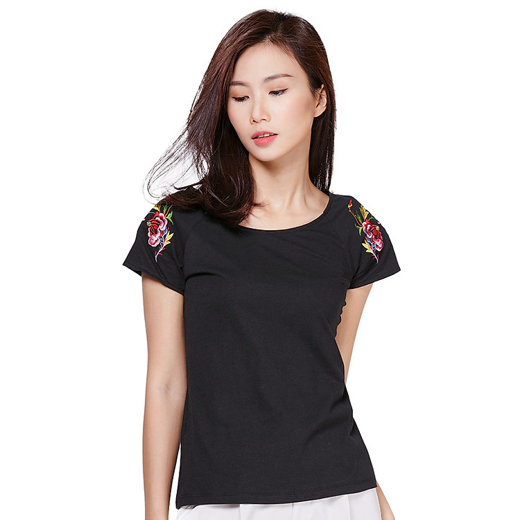 Áo Thun Thêu Vai CIRINO AO_TNTT_MD001FS - Đen (Freesize)