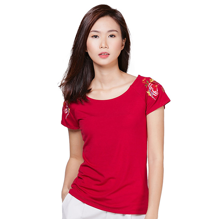 Áo Thun Thêu Vai CIRINO AO_TNTT_MDD001FS - Đỏ Đô (Freesize)