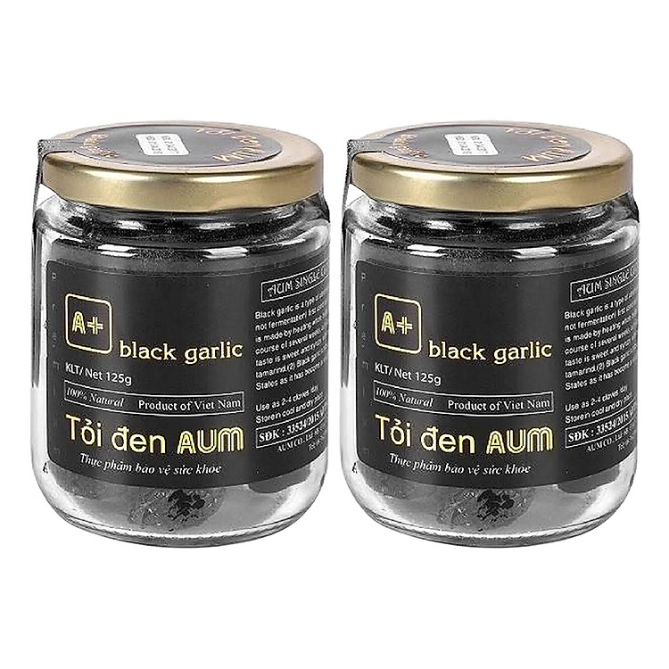 Combo 2 Thực Phẩm Chức Năng Tỏi Đen Lột Vỏ Hủ Thủy Tinh Black Garlic AUM (125g)