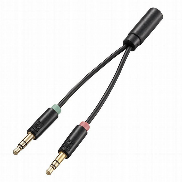 Cáp Nối 3.5 mm 1 Đầu Vào 2 Đầu Ra Elecom AV-35AD01BK (Đen)