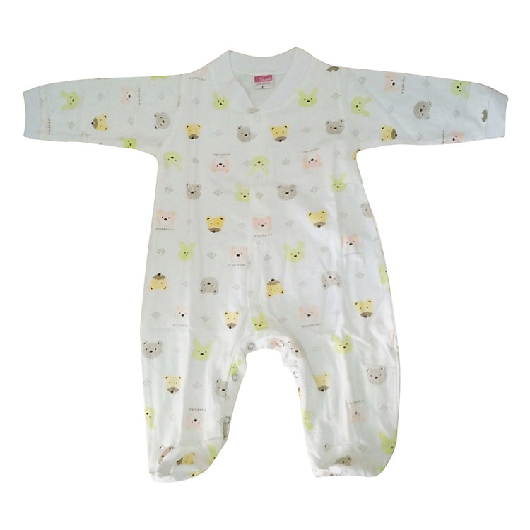 Bộ Body Liền Vớ Cho Bé Nanio B0072 Họa Tiết Gấu – Trắng