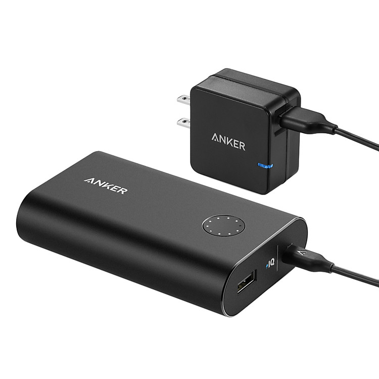 Sạc Dự Phòng Anker PowerCore+ 10050mAh Đen và Adapter Sạc Anker QC 2.0 - B1310011 - Hàng Chính Hãng