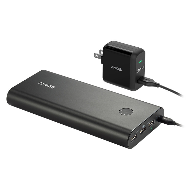 Pin Sạc Dự Phòng Anker PowerCore+ 26800mAh Hỗ Trợ Sạc Nhanh QC 2.0 (Kèm Adapter Sạc PowerPort+ 1 Cổng USB) - B1372014 (Đen) - Hàng Chính Hãng