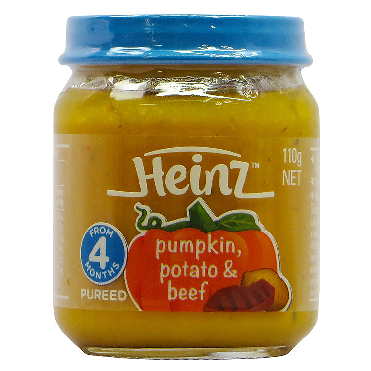 Dinh Dưỡng Đóng Lọ Bí Đỏ, Khoai Tây Và Bò Nghiền Heinz (110g)