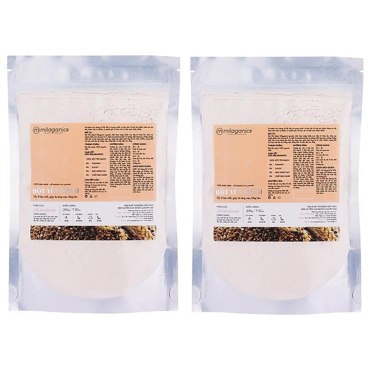Combo 2 Bột Yến Mạch Milaganics (200g/ Túi)