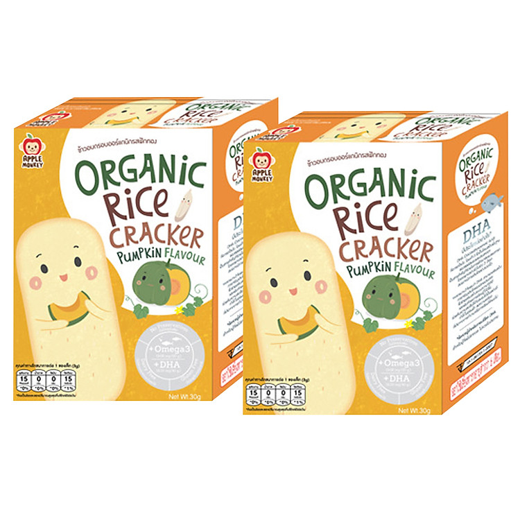 Combo 2 Bánh Gạo Bổ Sung Omega 3 Và DHA Apple Monkey Vị Bí Đỏ