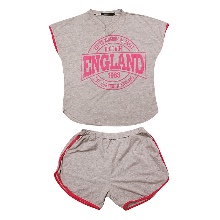 Bộ Đồ Short Thun Bé Gái Cirino BD_BENLAND_X - Xám