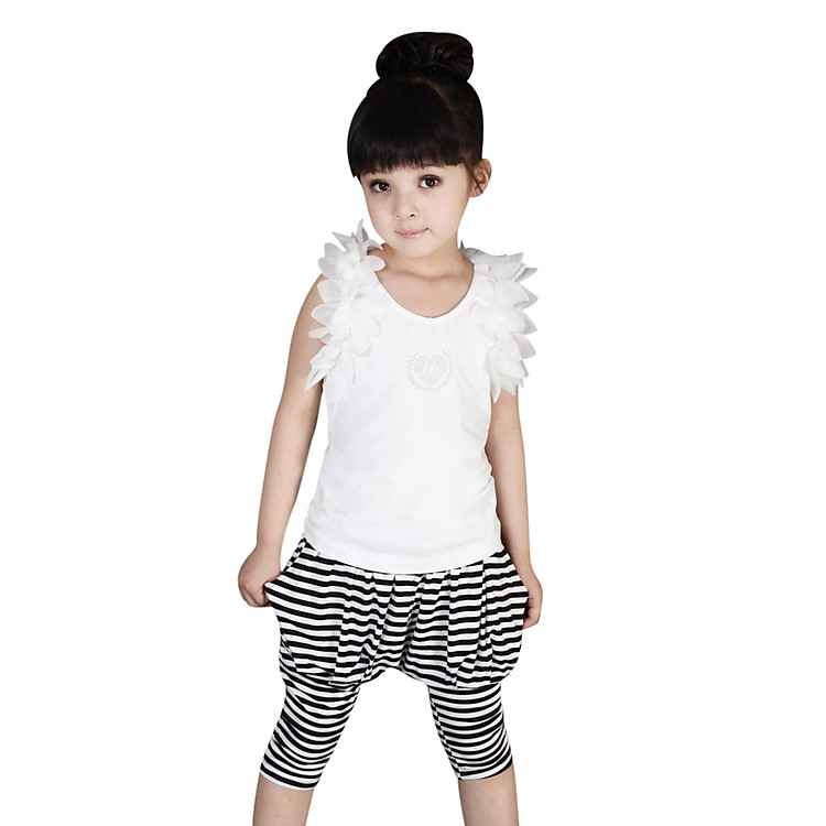 Set Áo Sát Nách Cách Điệu + Quần Baggy Sọc Cirino BD_BLUCSI - Trắng Phối Đen