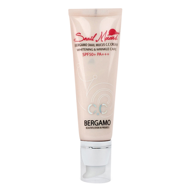 Kem Nền CC Cream Ba Tác Dụng Cực Mạnh Chiết Xuất Từ Dịch Ốc Sên Bergamo Snail Mucus CC Cream Whitening & Wrinkle Care Spf50+ Pa+++ - BERGAMO02 - 50ml