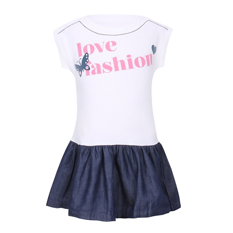 Đầm Thun Bé Gái Tay Ngắn VTA KIDS BG - 404106 - Trắng