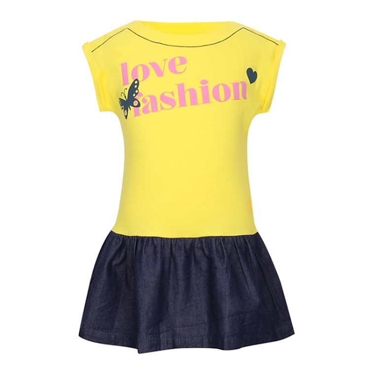 Đầm Thun Bé Gái Tay Ngắn VTA KIDS BG - 404106 - Vàng