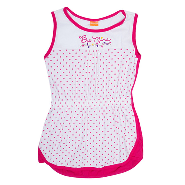 Đầm Thun Sát Nách Bé Gái VTA Kids BG405101H - Trắng Phối Hồng