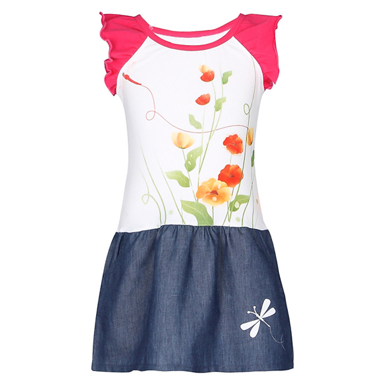 Đầm Thun Bé Gái Phối Xife VTA KIDS BG - 405120 - Hồng