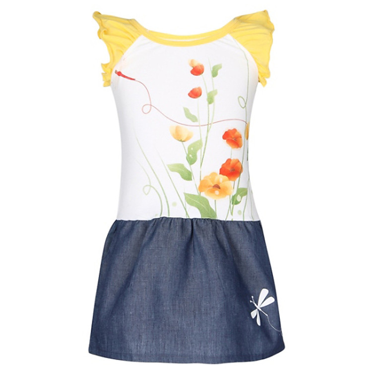 Đầm Thun Bé Gái Phối Xife VTA KIDS BG - 405120 - Vàng