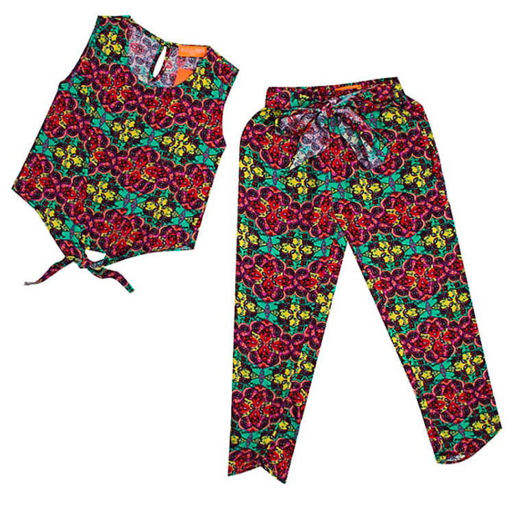 Bộ Quần Áo Bé Gái VTA KIDS BG50515-M2 - Xanh Phối Đỏ