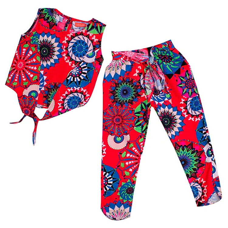 Bộ Quần Áo Bé Gái VTA KIDS BG50515-M4 - Đỏ Phối Xanh Dương