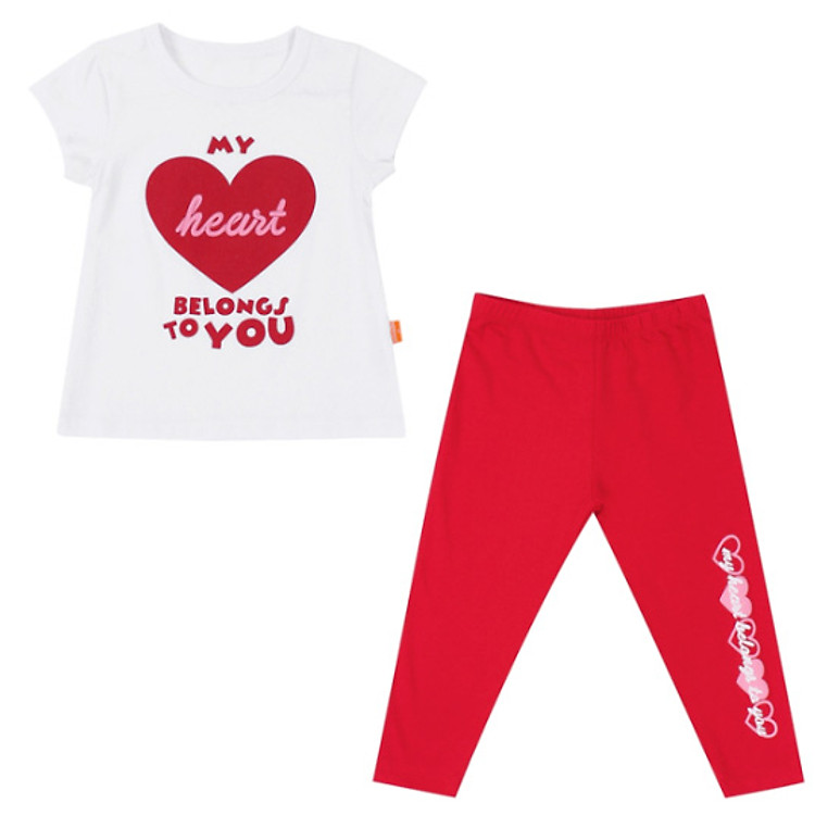 Bộ Quần Áo Thun Bé Gái VTA KIDS TE SN BG51103 2-10Y - Trắng